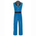 thumbnail image 4 of inlzdz Mens Retro 70s Disco Jumpsuit Shiny Plaid Romper Hippie Music Festival Jazz Party Outfit Blue L, 4 of 6