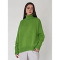 thumbnail image 4 of Women'S Sweater Fall Winter Chunky Knitted Pullover Ribbing Hem Trendy Basic Jumper Top Fruit Green M, 4 of 9