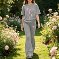 thumbnail image 3 of Girls Clothes 2 Piece Outfit T-Shirt Top + Bell-Bottoms Pants Girl Trendy Clothing Set 8-12 Years, 3 of 6