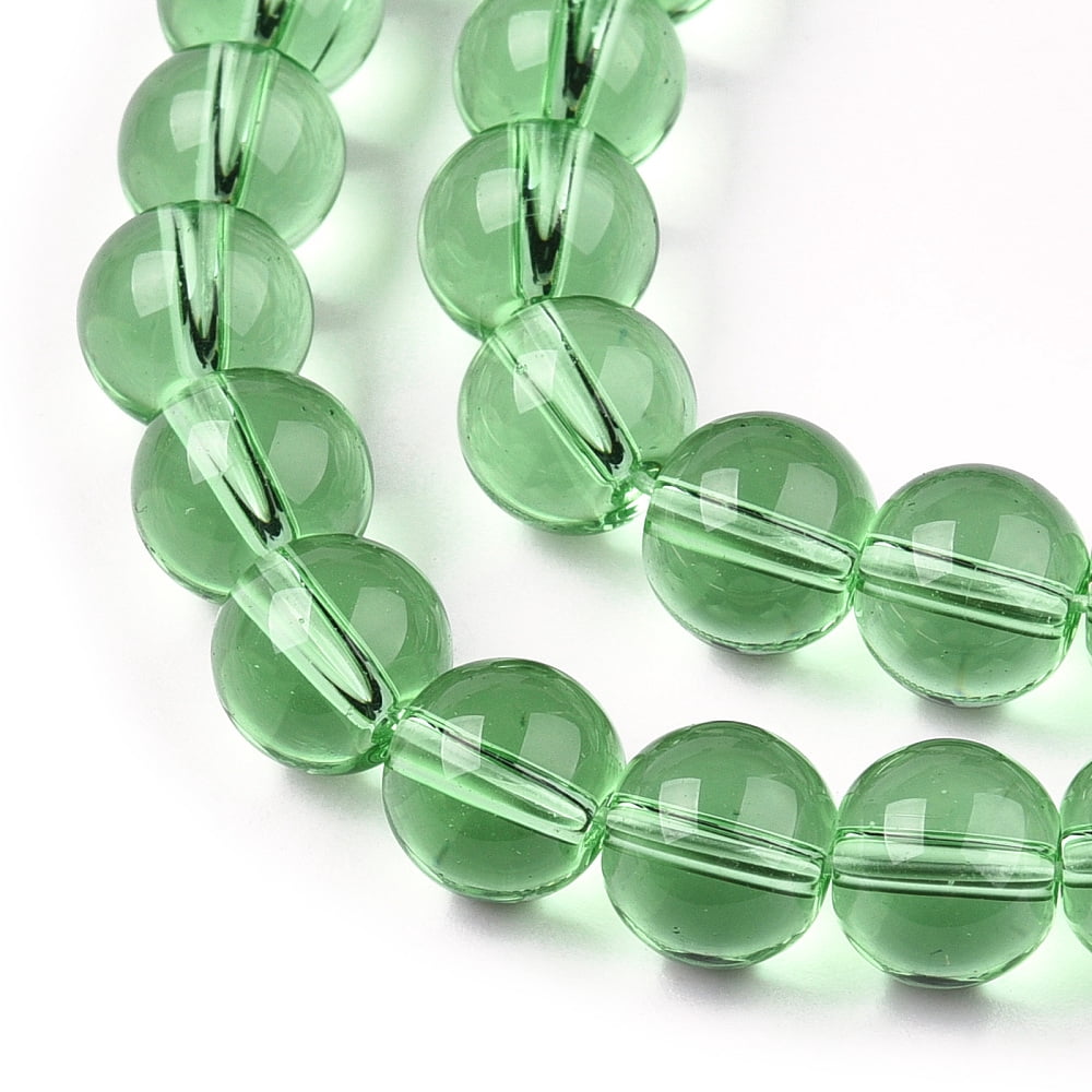 Transparent Glass Beads Strands Round Light Green 8~8.5mm Hole: 1.5mm about 51~53pcs/strand 14.96 inch~15.55 inch(38~39.7cm)