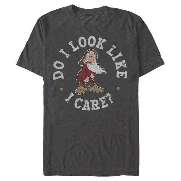 Men's Snow White and the Seven Dwarfs Grumpy Do I Look Like I Care Graphic Tee Charcoal Medium