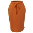 thumbnail image 2 of A2Y Women's Elastic Waist Self Tie Tulip Hem Side Pocket Skirt Almond XL, 2 of 5