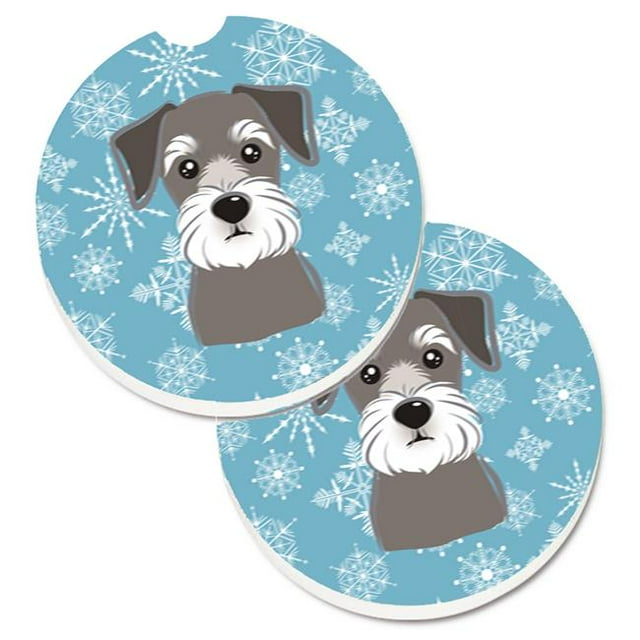 Snowflake Schnauzer Set of 2 Cup Holder Car Coaster