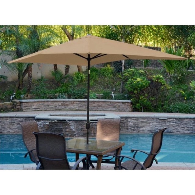 Jeco Parasol de Terrasse de Marché en Aluminium de 10 Pieds avec Manivelle, Brun