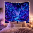thumbnail image 2 of Bioluminescent Mushroom Forest with Glowing River in Cosmic Sky, Mystical Fantasy Art for Space Lovers, Alien World Wall Decor, Housewarming Gift Tapestry Wall Hanging for Bedroom and Dorm, 2 of 7