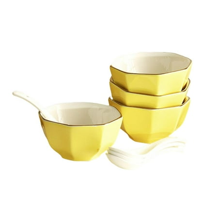 

Ceramic Bowls for Kitchen Bowl Spoon Set of Cereal Salad Soup Microwave and Oven - Breakfast Lunch and Dinner Accessories