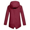 thumbnail image 6 of Fartey Women's Long Rain Jacket Striped Lined Hooded Raincoat Lightweight Outdoor Hiking Travel Waterproof Windbreaker with Zipper Pockets Wine S, 6 of 8