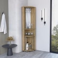 thumbnail image 2 of Depot E-Shop DE-MLM8989 17 x 7 in. Nashville Corner Bar Cabinet Unit with Wine Glass Rack & Lower Cabinet, Macadamia, 2 of 5