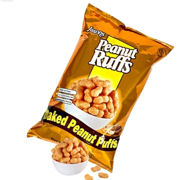 Jasons - PEANUT RUFFS Puffs Snack (Pack of 6 x 64g) Real Peanut Butter Snacks. Baked with Unique Peanut Flavor.