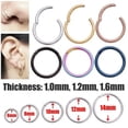 thumbnail image 2 of GKNET Unisex Titanium Hinged Segment Nose Ring Ear Cartilage Tragus Helix Lip Piercing-Black-10 mm-16g (1.2 mm), 2 of 6
