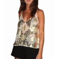 thumbnail image 2 of Women Semi See Through Sparkly Tank Top Sleeveless V Neck Floral Sequin Camisole Outfits XL, 2 of 7