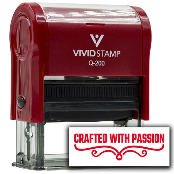 All Quality Crafted with Passion Self-Inking Rubber Stamp | Handcrafted Products (Red Ink) - Q-200