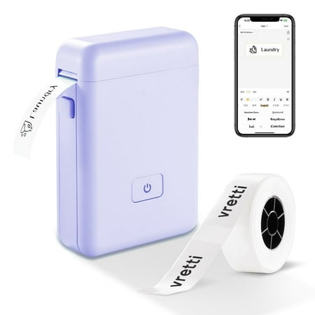 Vretti Portable Bluetooth HP2 Label Maker Machine with Tape for Home, Purple