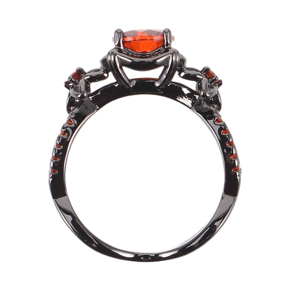 LOLIPPYY Gothic Black Ring with Red - Retro Fashion Ring Vintage Punk Knuckle Accessories for Women Men Halloween Christmas Party Decor