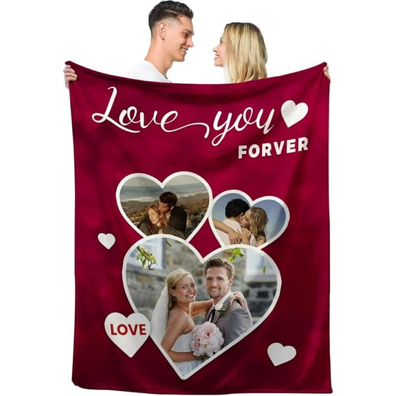 AISENIN Custom Couple Blanket with Name Photo Text Personalized Love Blankets to My Girlfriend Boyfriend Wife Husband Gifts for Birthday, Unique Girlfriend Christmas Presents