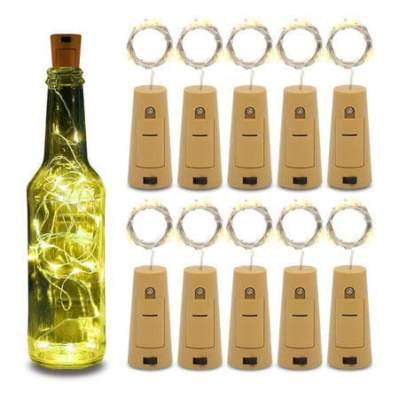 Betus 10 Pack Wine Bottles Cork String Lights - Battery Powered - Decorations for Garden, Wedding, Christmas & Party - Warm Light – 10 LEDs/3 Ft (Packs of 10)