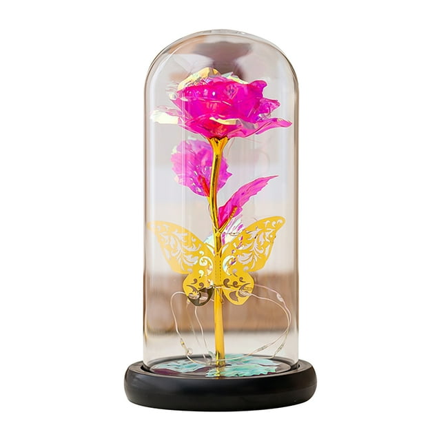 Glass Rose Flower LED Colorful Light Rose in Glass Forever Rose Flower Presente para mujeres Día de la madre San Valentín Boda romántica Fiesta en casa Festivales Aniversario Nochebuena,Irfora Irfora Rosa en conserva