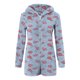 thumbnail image 3 of Mono cálido con capucha y orejas para mujer, estampado de manga larga, pantalones cortos, mono corto con cremallera, bolsillo, ropa de dormir, ropa de casa, tops de poliéster para mujer, 3 of 5