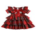 thumbnail image 1 of 6 m-4 A Noël Tout-Petits Bébés Filles Robe Rouge à Carreaux Nœud Volant Robes de Fête Robe de Fête Rouge Rouge 2-3 Ans, 1 of 7