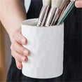thumbnail image 4 of Modern White Ceramic Pen Holder, Makeup Brush Organizer for Desktop Vanity, Minimalist Cylinder Container for Eyeliner Pencils, Eyebrow Pencils, And Office Suppliesharlik, 4 of 6