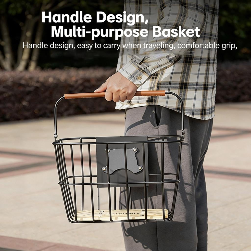 Yihuala Bike Basket Natural Wood and Recyclable Quickly Release Front Bike Basket for Green Lifestyles Enthusiasts