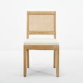 thumbnail image 2 of GAKMCIL Farmhouse Rattan Linen fabric Dining Chairs, Modern Kitchen & Dining Room Chairs, Cane Upholstered Kitchen Side Chair with Natural Hardwood Frame, Weight Capacity:300lb, Beige (Set of 2), 2 of 15