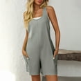 thumbnail image 5 of Amvlyk Jumpsuits for Women Summer Sleeveless Wide Shoulder Straps Short Rompers Comfortable Suspender Shorts Casual Solid Color Overalls Pants with Pockets for Trendy Beach Vacation Outfits, 5 of 9