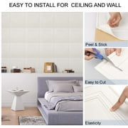 AsdQ Ceiling Tiles, 16 Pack, Covered 21 Sq.Ft, Ceiling Tiles Peel and Stick, Glue-up Ceil Tile Foam, Easy to Install for Ceil and Wall, Plain White (13.8 x 13.8 inch)