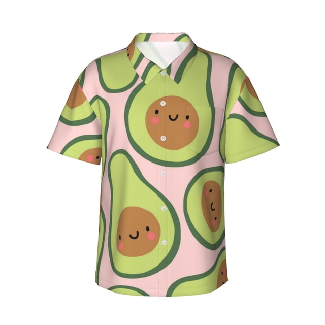 Balery Cute Avocado Camisas hawaianas de manga corta para hombre, camisas playeras de corte holgado, camisas de vacaciones con botones,Medium