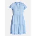 thumbnail image 6 of Time and Tru Women's Tiered Mini Dress with Flutter Sleeves, Sizes XS-XXXL, 6 of 6