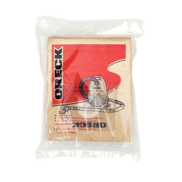 12PK, ORECK QUEST-STRAIGHT SUCTION CANISTER, PAPER BAGS PK12MC1000