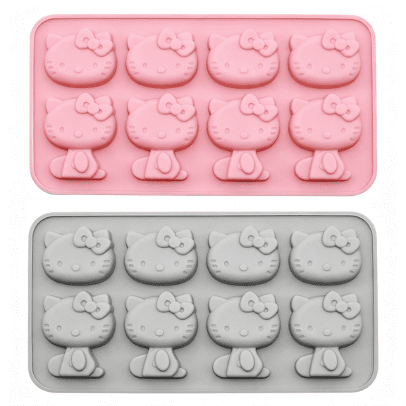 BPPEG 2 Packs Cute Cat Silicone Fondant Cake Mold 8-Cavity Cartoon Ice Mold Non-Stick Mousse Chocolate Candy Mold for Sugarcraft Candy Cupcake Topper Baking Cute Silicone Molds