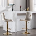 thumbnail image 2 of Cream Fabric 2 - Piece Bar Stools with Swivel Feature / Height - Adjustable for Commercial Bars, 2 of 7