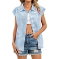 thumbnail image 5 of WHEANG Womens Button Down Shirts Cotton Sleeveless Blouses 2026 Summer V Neck Basic Casual Loose Fit Tank Blouse Tops for Women Fashion Sleeveless Tops for Women Blue M, 5 of 5