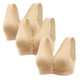 thumbnail image 2 of POIUYTR 3Pack Daisy Bra for Seniors, Front Snap Closure Bras for Women Full Coverage Easy Close Bra for Mom Grandma, 2 of 3