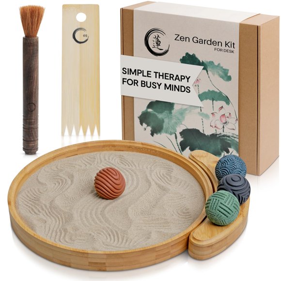 Enso Sensory Japanese Zen Garden Kit For Desk - 12 Bamboo Sand Garden Zen D Cor | Meditation Gift | Sensory Therapy Tool For Mindfulness & Emotional Wellness