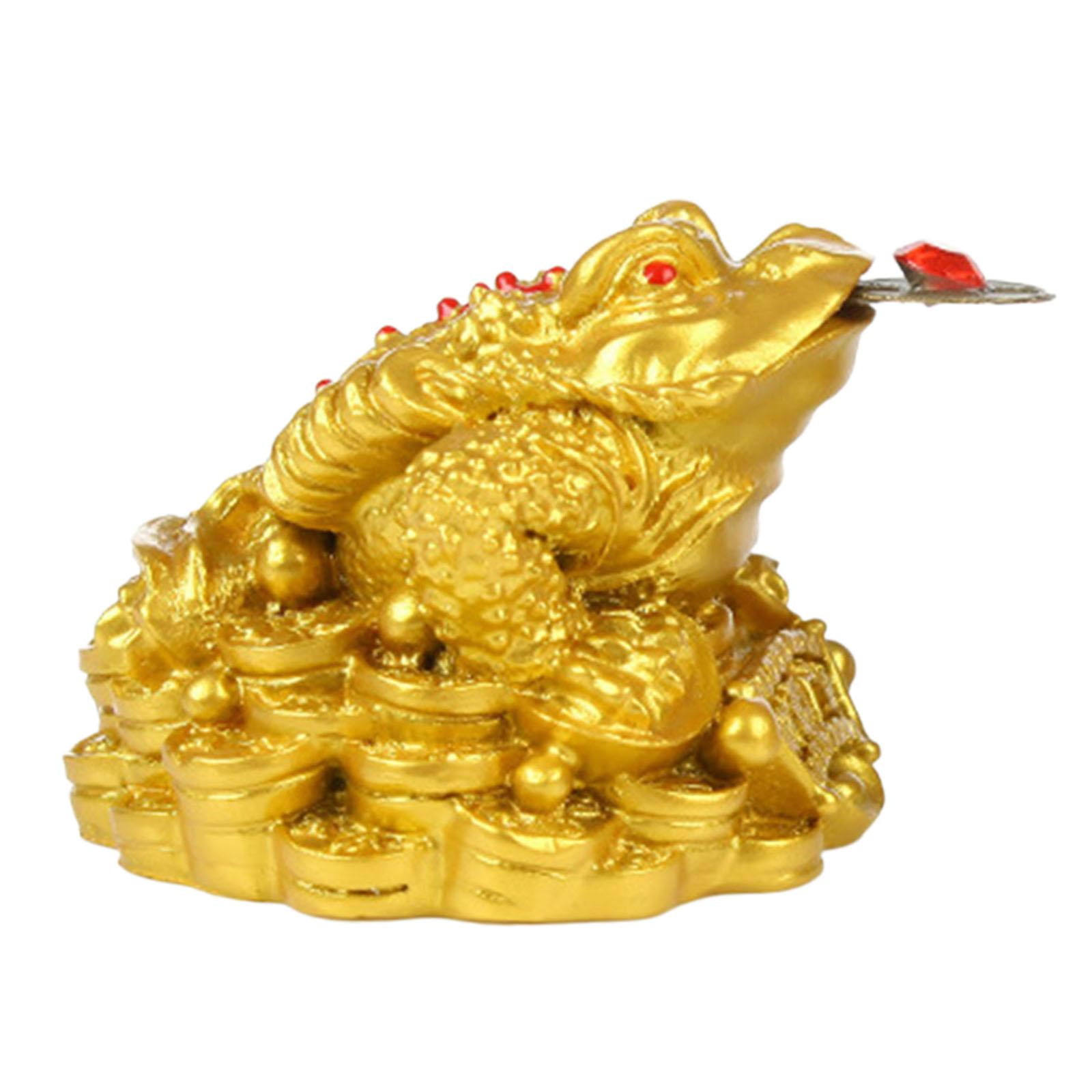 Brass Three-leg Toad Wealth Money Frog Figurine for Desktop Decoration Gold 