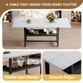 thumbnail image 6 of Hi loPres 71" Modern Dining Table Set for 8 with Storage Shelf, Stylish White Textured Kitchen Table and 8 Premium Black PU Leather Chairs for Dining Room, 6 of 10