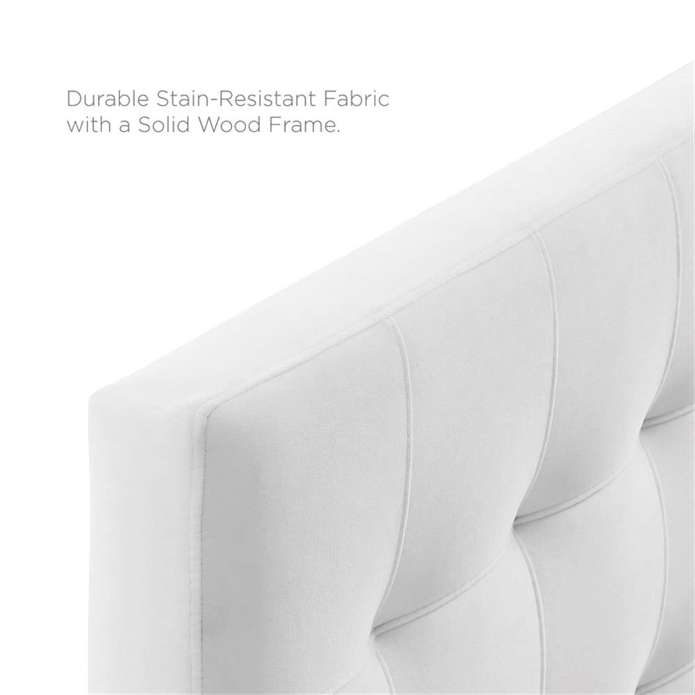 Pemberly Row Biscuit Tufted Full Performance Velvet Headboard in White