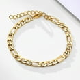 thumbnail image 2 of 7MM Figaro Chain Bracelets for Men Women,Simple Punk 14K Yellow Gold Link Wristband Jewelry Gift,Length Adjustable, 2 of 7