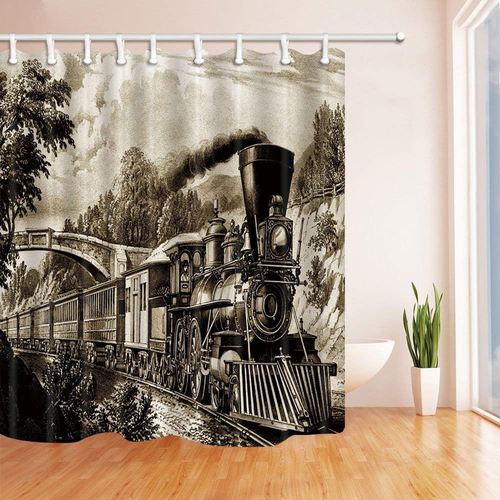 ARTJIA Steam Engine Antique Northren Express Train in Vintage Polyester ...