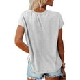 thumbnail image 4 of Hiiyo T-Shirt pour Femme à Manches Courtes, Col Ras du Cou, T-Shirt d'Été Décontracté, Blanc P, 4 of 6