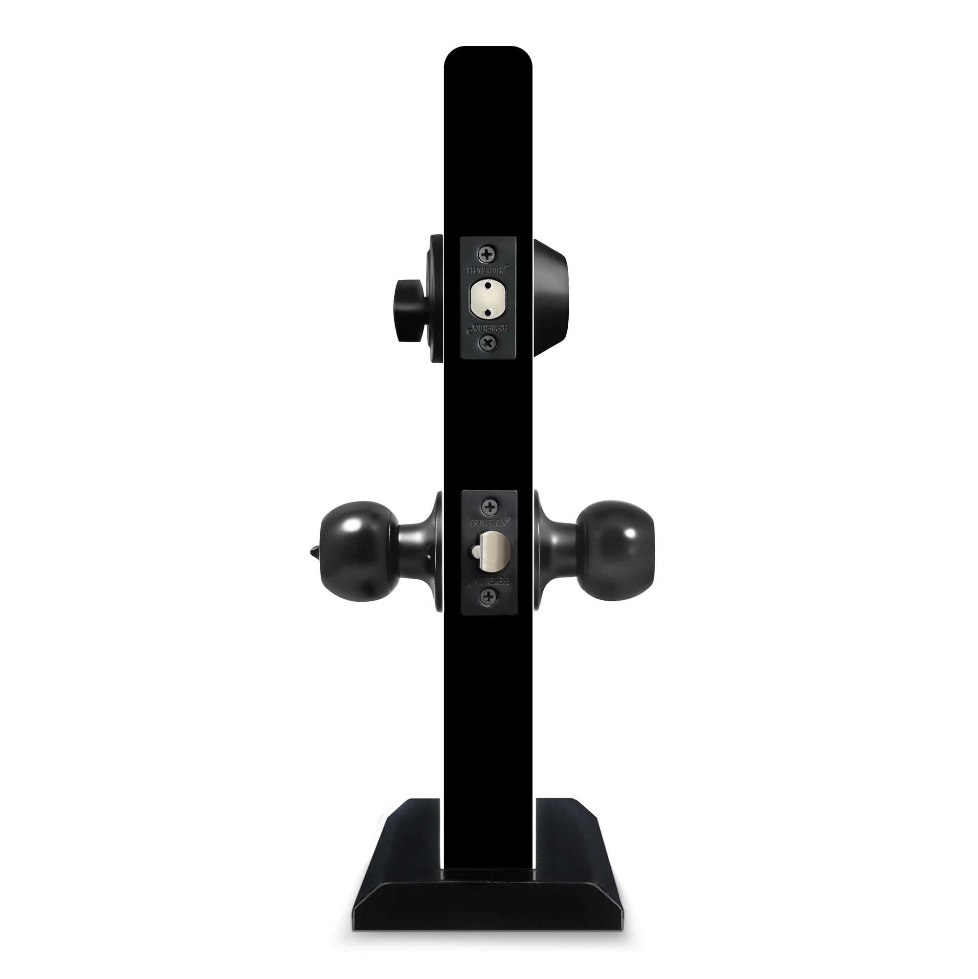 Black Entry Lock Set Door Knob & Deadbolt Keyed Alike SC1 Keyway. 6 Total Keys, Keyed Alike