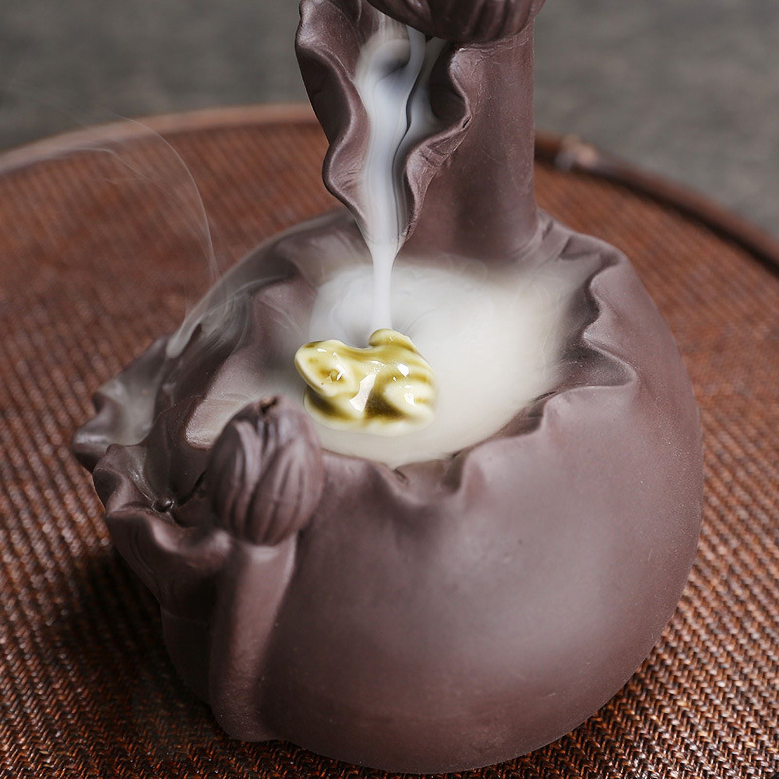 Purple Sand Lotus Leaf Backflow Incense Burner Creative Frog Reflow Incense Holder Fragrant Incense Home Decoration