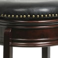thumbnail image 3 of Benjara Sabi 24" Swivel Counter Stool-Solid Wood-Faux Leather-Cappuccino-Brown, 3 of 6