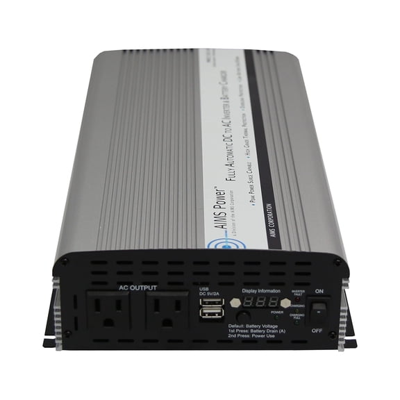 AIMS Power 1500W Modified Sine Inverter Charger 12VDC to 120VAC with Transfer Switch for Job Site, Home, and Backup Power
