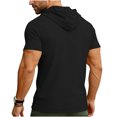thumbnail image 4 of Yaoyar Men Short Sleeve Hoodies Summer Casual Athletic Tops Breathable Sweatshirts Hooded Pullover Tops Activewear, 4 of 7