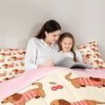 thumbnail image 4 of Homewish Kawaii Dachshund Animal Full Size Comforter Sets,Sweet Cherry Bedding Comforter Set,Beige,Pink Reversible,3pcs,1 Comforter and 2 Pillowcases, 4 of 7