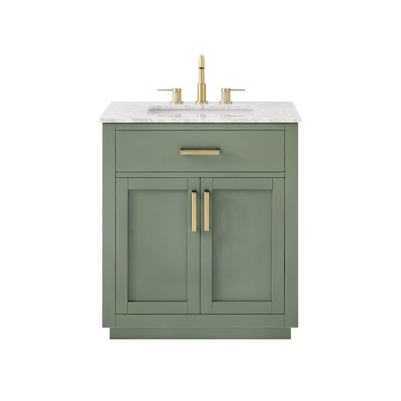 Altair-17 30" Single Bathroom Vanity Set in Vintage Green, Carrara White Marble Countertop