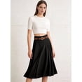thumbnail image 5 of Women'S High Waist A-Line Skirt Flared Midi Skirt Vinage Skirt with Belt Black XL, 5 of 7
